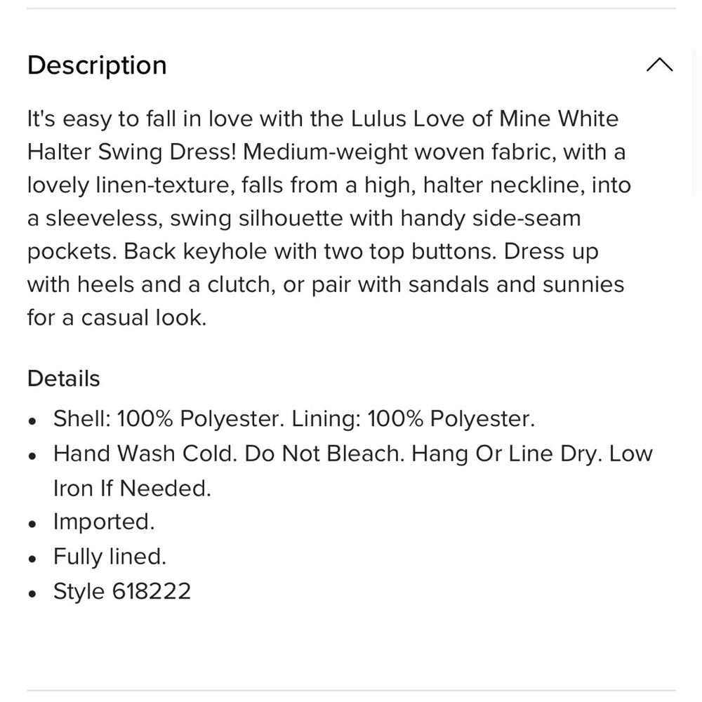 Lulus Love of Mine White Halter Mini Midi Swing Dress, Size L,‎ NWT - Picture 15 of 15
